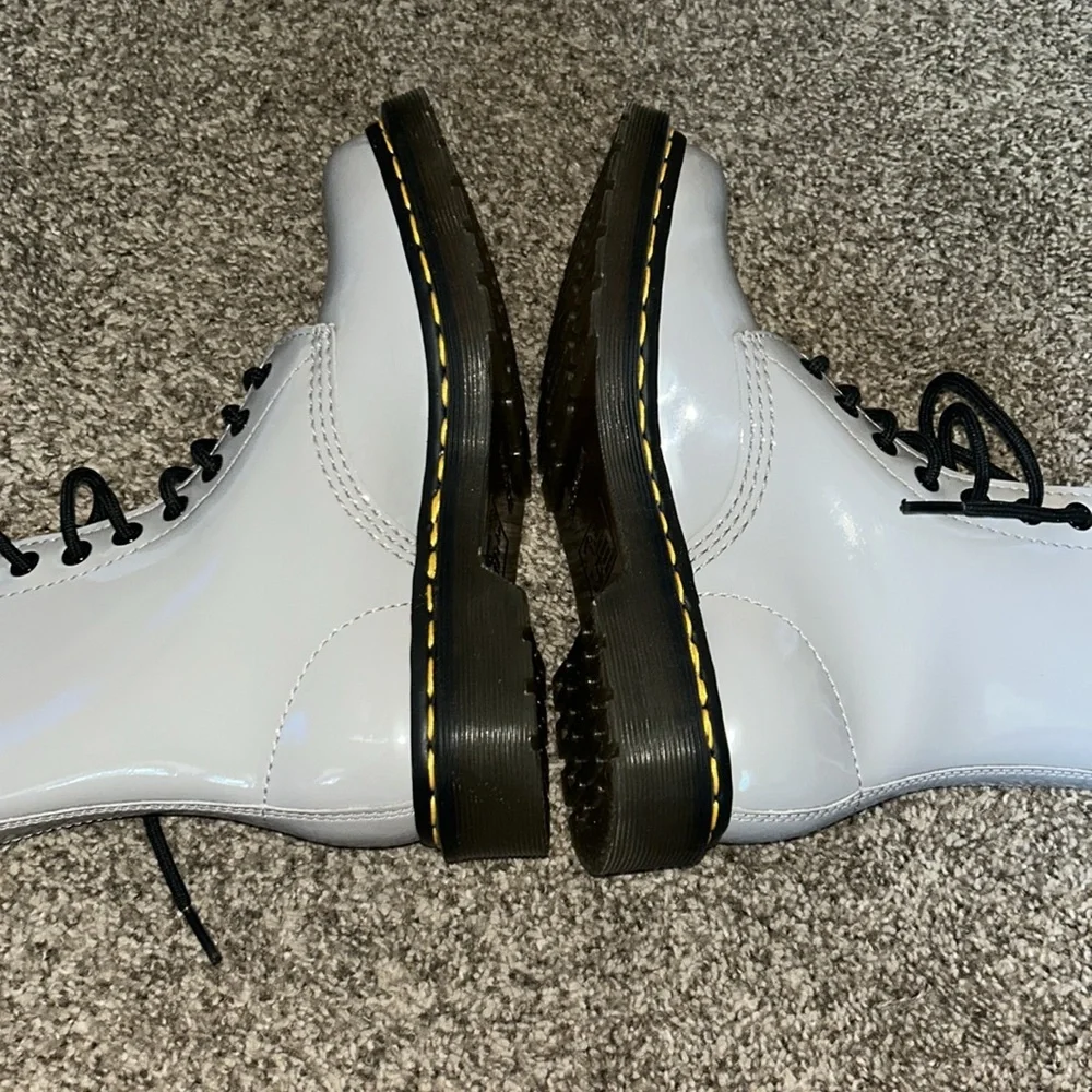 Like New Dr. Martens Gray Leather Boots